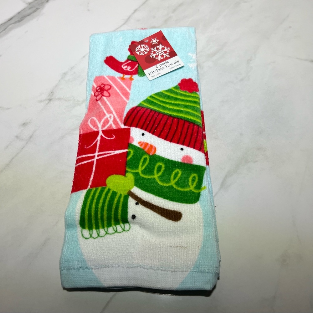2 PACK KITCHEN TOWELS SNOWMAN X-DECORATION